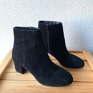 ALDO black suede block heel booties